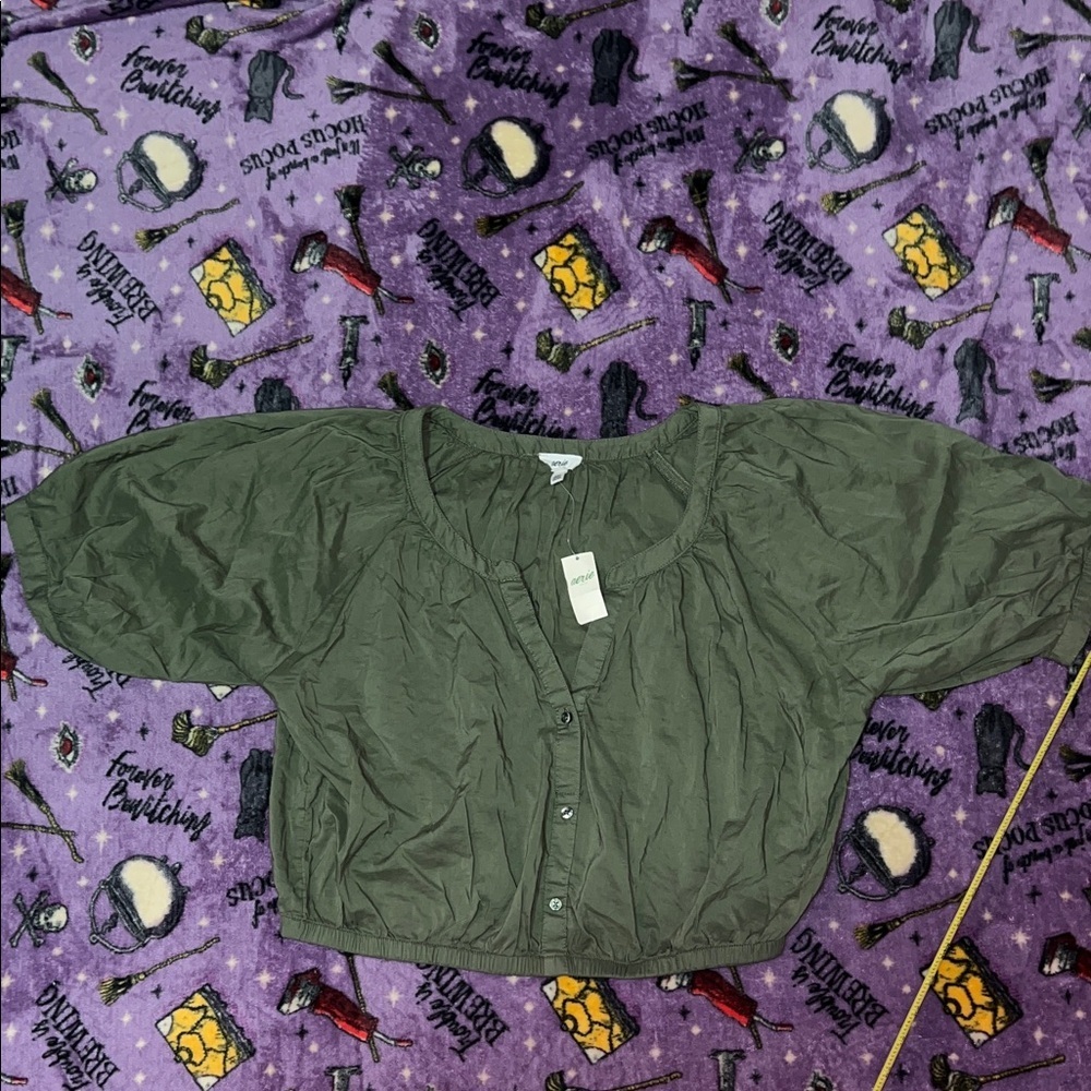 Aerie Olive Green Blouse